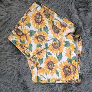 High Waisted Floral Sunflower Shorts